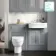 Monaco Dove Grey Combination Vanity Traditional Basin and Seattle Toilet 1200mm - Brass Knurled Handles