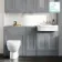 Monaco Dove Grey Combination Vanity Traditional Basin and Seattle Toilet 1500mm - Brass Knurled Handles