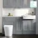 Monaco Dove Grey Combination Vanity Traditional Basin with Marble Top and Boston Toilet 1500mm - Brass Knurled Handles