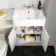 Monaco Chalk White Combination Vanity Basin with Marble Top & Hudson Toilet with Wooden Seat 1200mm - Brass Knurled Handles