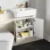 Monaco Chalk White Combination Vanity Basin with Marble Top & Boston Toilet 1200mm - Brass Knurled Handles