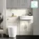 Monaco Chalk White Combination Vanity Traditional Basin and Boston Toilet 1200mm - Brass Knurled Handles