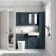 Monaco Inky Blue Combination Vanity Basin with Marble Top & Boston Toilet 1200mm - Brass Knurled Handles
