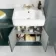 Monaco Midnight Green Combination Vanity Basin and Boston Toilet 1500mm - Brass Knurled Handles