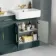 Monaco Midnight Green Combination Vanity Basin with Marble Top and Hudson Toilet with Wooden Seat 1500mm - Brass Knurled Handles