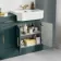 Monaco Midnight Green Combination Vanity Traditional Basin and Hudson Toilet with Wooden Seat 1500mm - Brass Knurled Handles