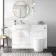 Harper Gloss White Combination Vanity Basin and Boston Toilet 1200mm - Brushed Brass Accents - Left Handed