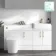 Harper Gloss White Combination Vanity Basin with Marble Top & Tucson Toilet 1500mm - Brushed Brass Accents