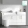 Harper Gloss White Combination Vanity Basin with Marble Top & Boston Toilet 1500mm - Brushed Brass Accents