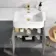Harper Stone Grey Combination Vanity Basin and Houston Toilet 1200mm - Brushed Brass Accents - Right Handed