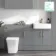 Harper Stone Grey Combination Vanity Basin and Houston Toilet 1500mm - Brushed Brass Accents