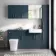 Harper Navy Blue Combination Vanity Basin and Houston Toilet 1500mm - Brushed Brass Accents