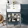 Harper Navy Blue Combination Vanity Basin & Houston Toilet 1000mm - Brushed Brass Accents
