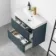 Corsica Inky Blue Wall Hung Slimline Basin Drawer Vanity 600mm