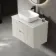 Crete Fluted Linen White Wall Hung Drawer Vanity with Marble Top & Curved Basin 800mm