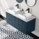 Crete Fluted Navy Blue Double Wall Hung Drawer Vanity with Marble Top & Marin Basin 1200mm