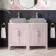 Bermuda Cashmere Pink Cabinet with Marble Top 1200mm (Excludes Basin) - Brass Knurled Handles