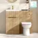 Havana Fluted Country Oak Combination Vanity Basin and Aruba Toilet 1000mm - Brushed Brass Accents
