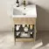 Havana Fluted Country Oak Combination Vanity Basin and Miami Toilet 1000mm - Brushed Brass Accents
