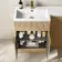 Havana Fluted Country Oak Combination Vanity Basin and Utah Comfort Height Toilet 1100mm - Brushed Brass Accents - Left Handed