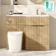 Havana Fluted Country Oak Combination Vanity Basin and Utah Comfort Height Toilet 1100mm - Brushed Brass Accents - Right Handed