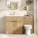 Havana Fluted Country Oak Combination Vanity Basin and Aruba Toilet 1300mm - Brushed Brass Accents