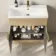 Havana Fluted Country Oak Combination Vanity Basin and Miami Toilet 1300mm - Brushed Brass Accents