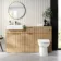 Sicily Fluted Country Oak Combination Vanity Basin and Aruba Toilet 1500mm - Brushed Brass Accents
