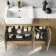 Sicily Fluted Country Oak Combination Vanity Basin with Marble Top & Houston Toilet 1500mm - Brushed Brass Accents