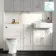 Monaco Cotton White Combination Vanity Basin and Kansas Toilet with Wooden Seat 1500mm
