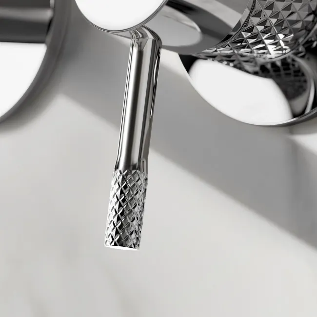 Suir Chrome Wall Mounted Basin Mixer Tap with Knurled Detailing