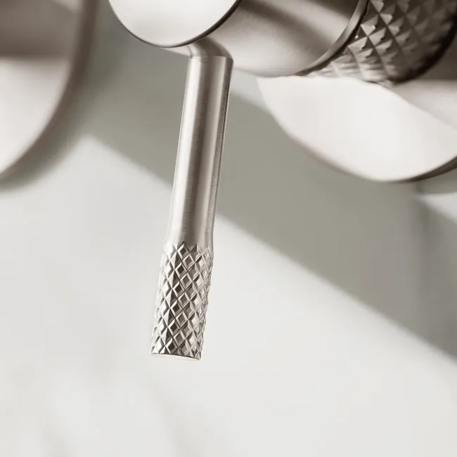 Suir Brushed Nickel Wall Mounted Basin Mixer Tap with Knurled Detailing