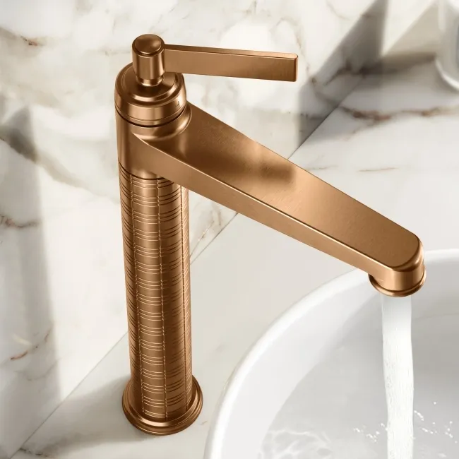 Corrib Brushed Copper High Rise Basin Mixer Tap