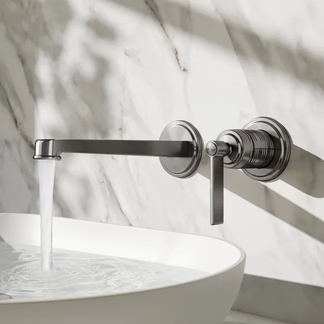Corrib Brushed Gunmetal Wall Mounted Basin Mixer Tap