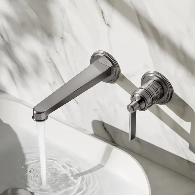 Corrib Brushed Gunmetal Wall Mounted Basin Mixer Tap