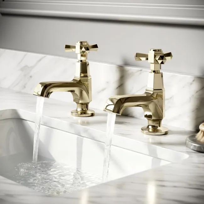 Kenmare Traditional English Gold Hot & Cold Basin Taps