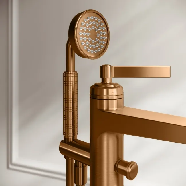 Corrib Brushed Copper Freestanding Bath Shower Mixer Tap