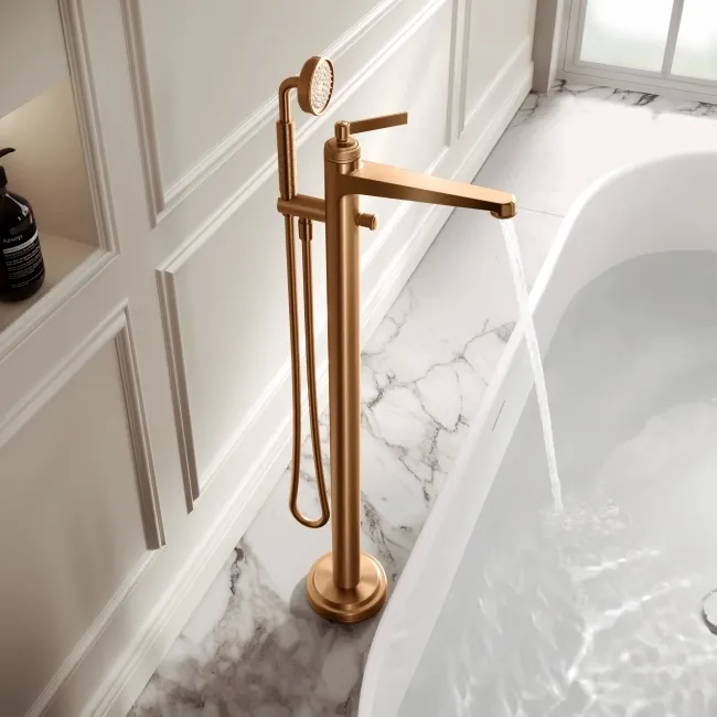 Corrib Brushed Copper Freestanding Bath Shower Mixer Tap