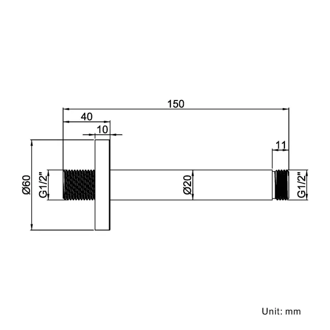 150mm Round Ceiling Mounted Shower Arm