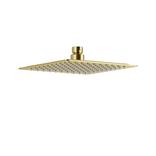 200mm Brushed Brass Square Stainless Steel Slim Shower Head