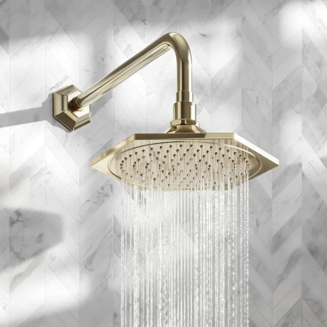 Kenmare Traditional English Gold Shower Head and Wall Arm