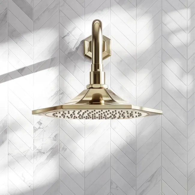 Kenmare Traditional English Gold Shower Head and Wall Arm