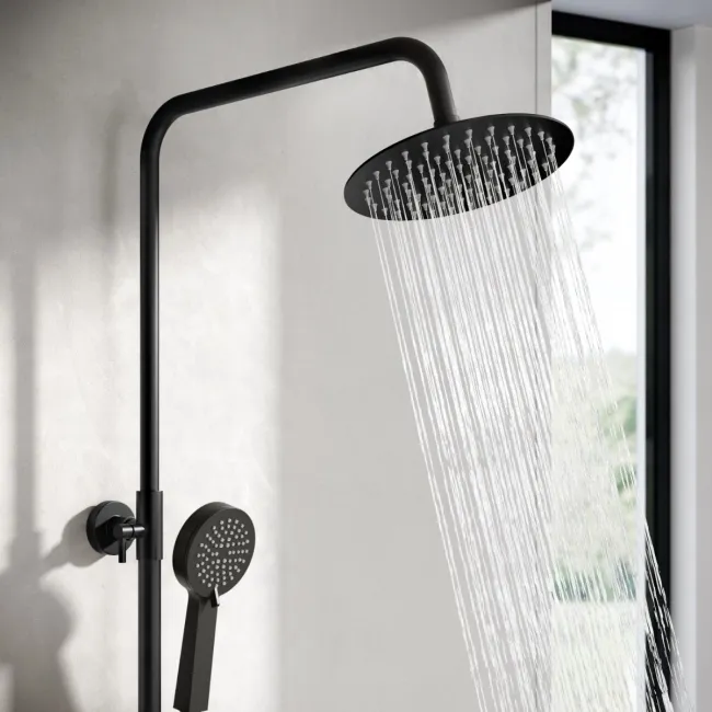 Ennis Matt Black Round Thermostatic Shower Set