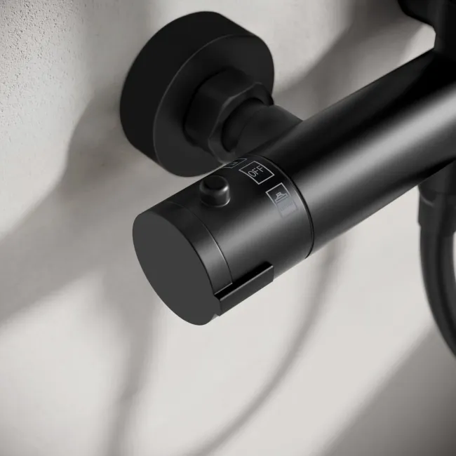 Ennis Matt Black Round Thermostatic Shower Set