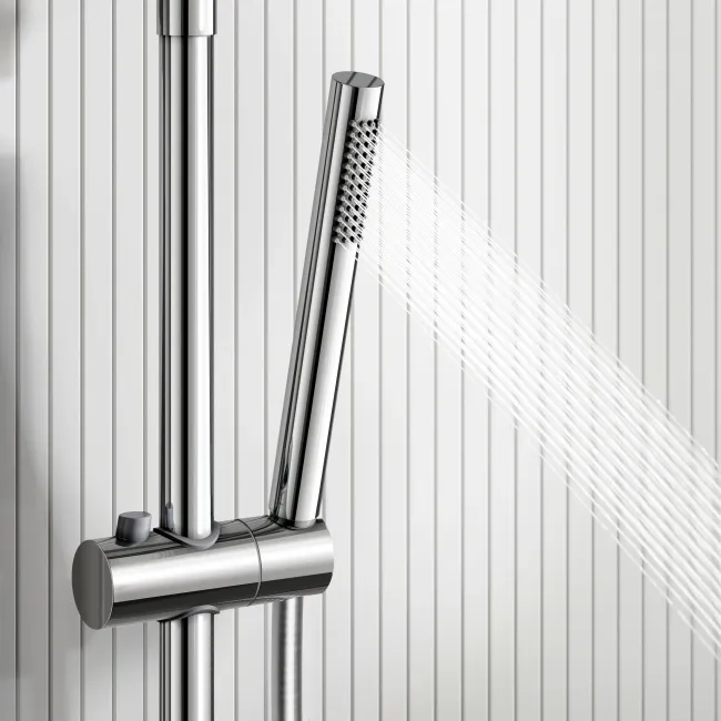 Suir Premium Round Chrome Thermostatic Bath Filler Shower Set with Knurled Detailing