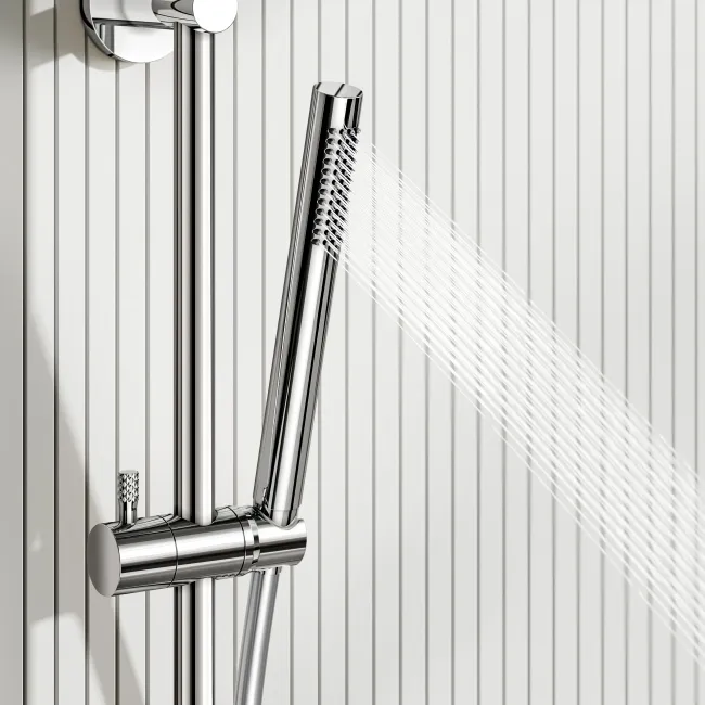 Suir Premium Chrome Round Thermostatic Shower Set with Knurled Detailing