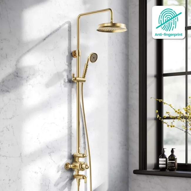 Corrib Premium Brushed Brass Round Thermostatic Shower Set