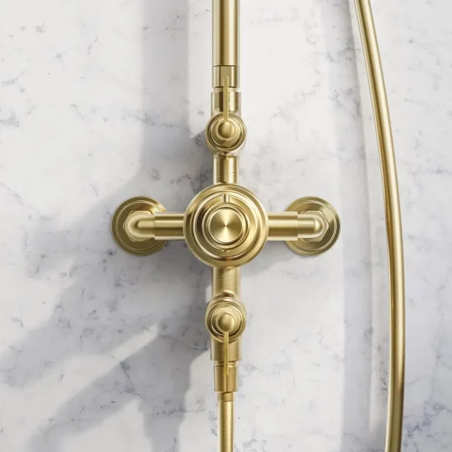 Corrib Premium Brushed Brass Round Thermostatic Shower Set