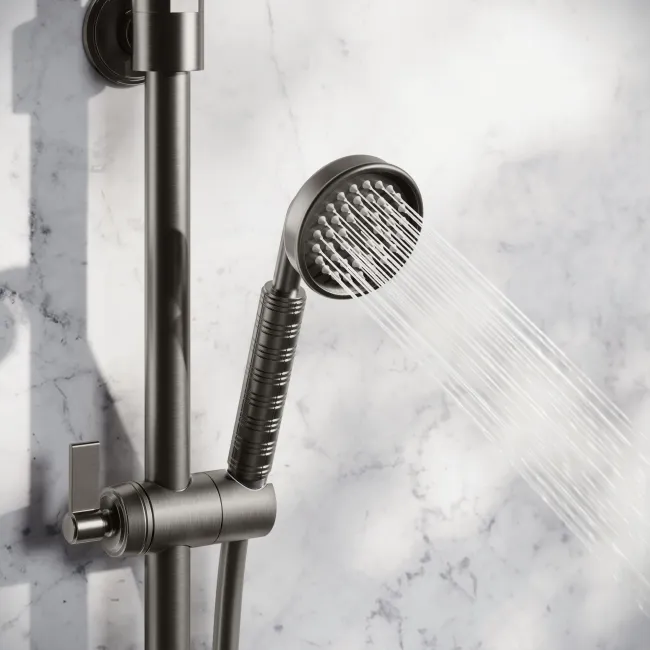 Corrib Premium Brushed Gunmetal Round Thermostatic Shower Set
