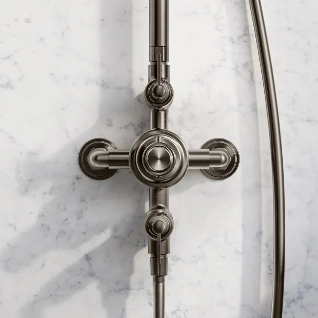 Corrib Premium Brushed Gunmetal Round Thermostatic Shower Set